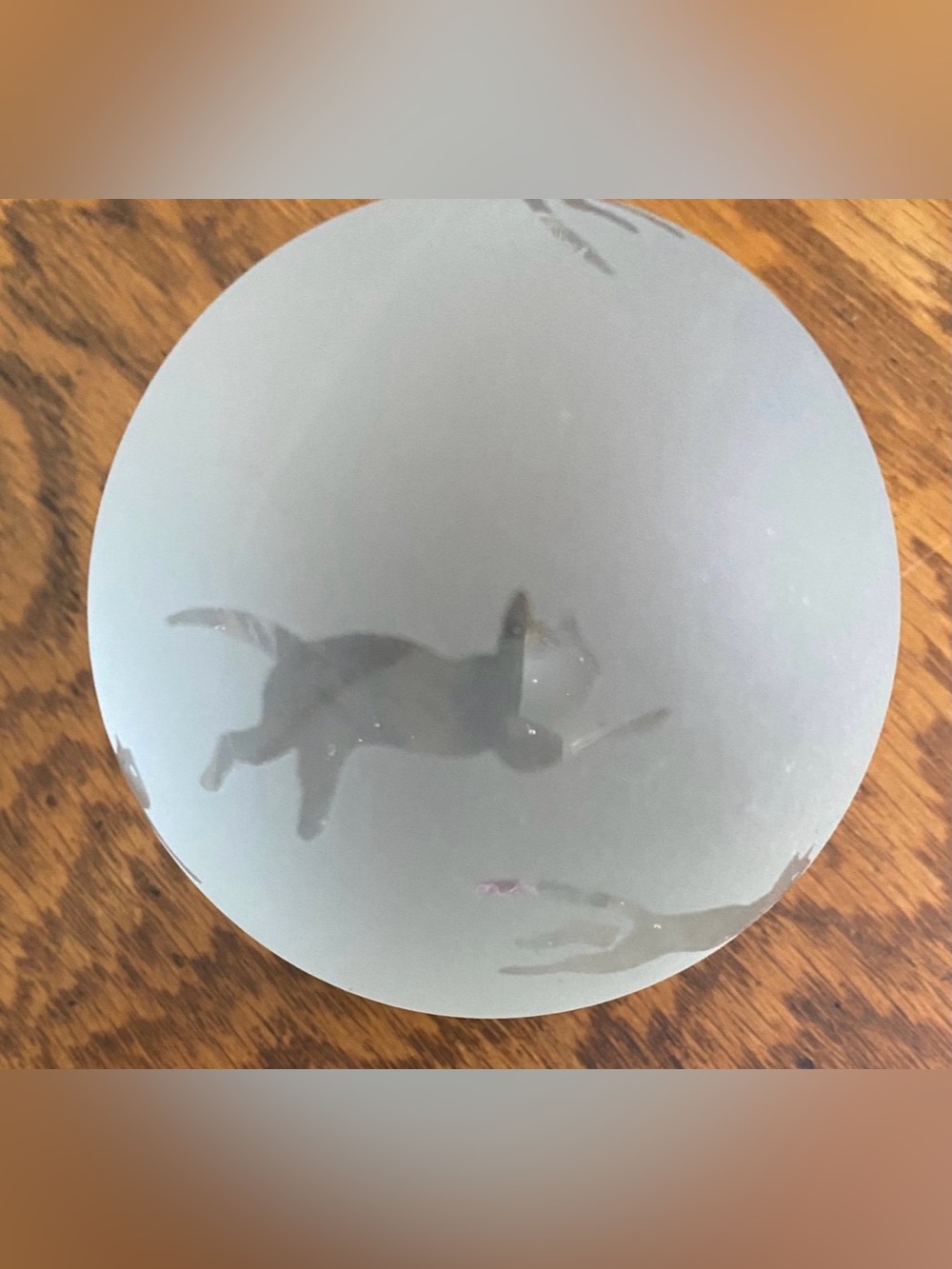 Frosted Glass Paperweight glass art with Cat Silhouettes Design